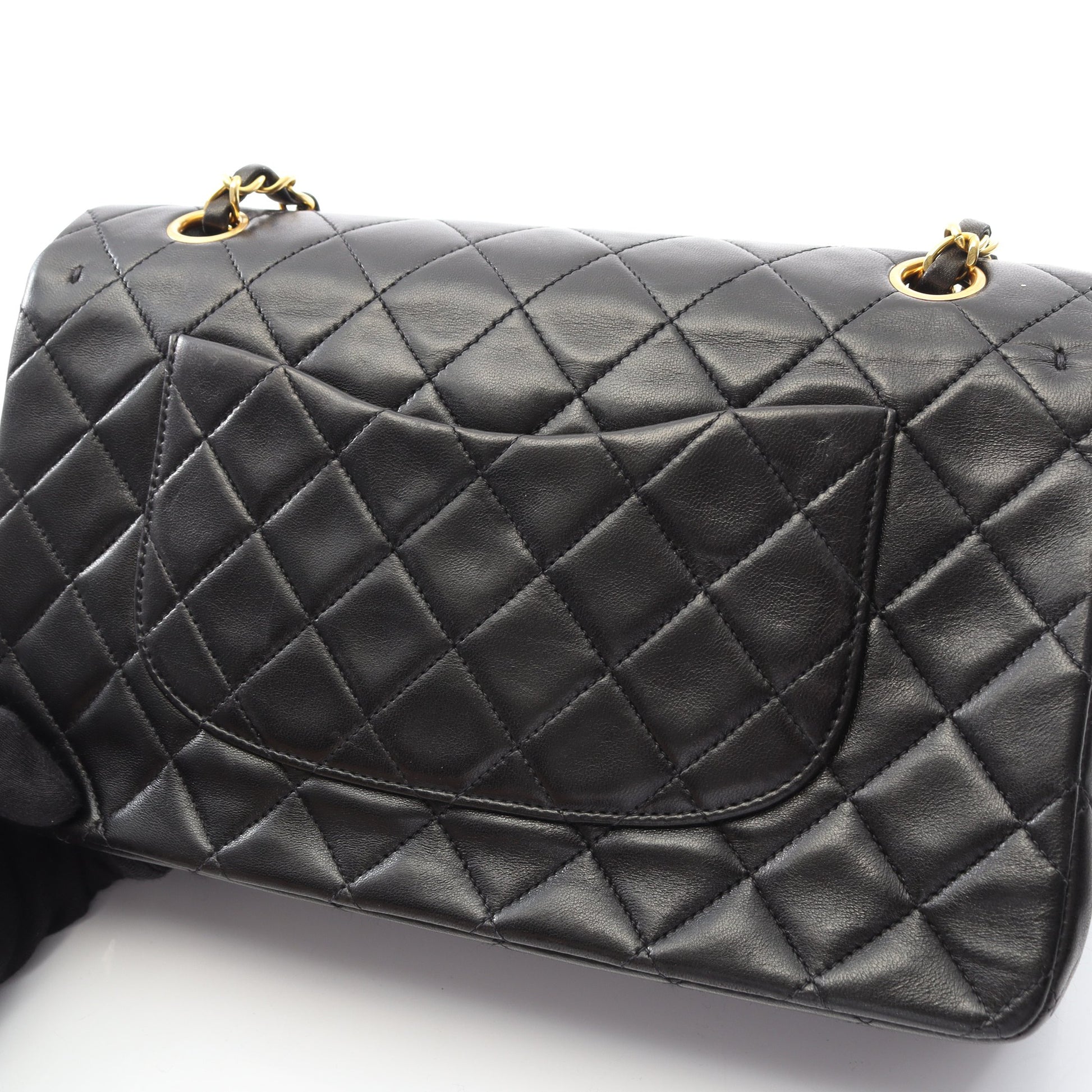 マトラッセ Wフラップ Wチェーンショルダーバッグ ラムスキン ブラック ゴールド金具 シャネル バッグ CHANEL