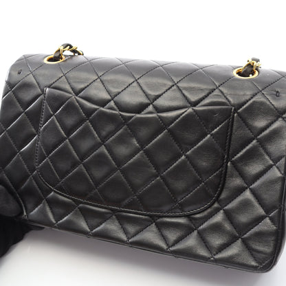 マトラッセ Wフラップ Wチェーンショルダーバッグ ラムスキン ブラック ゴールド金具 シャネル バッグ CHANEL
