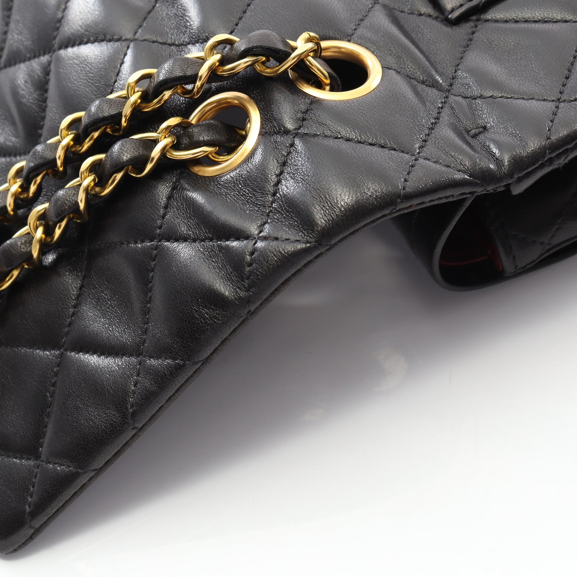 マトラッセ Wフラップ Wチェーンショルダーバッグ ラムスキン ブラック ゴールド金具 シャネル バッグ CHANEL