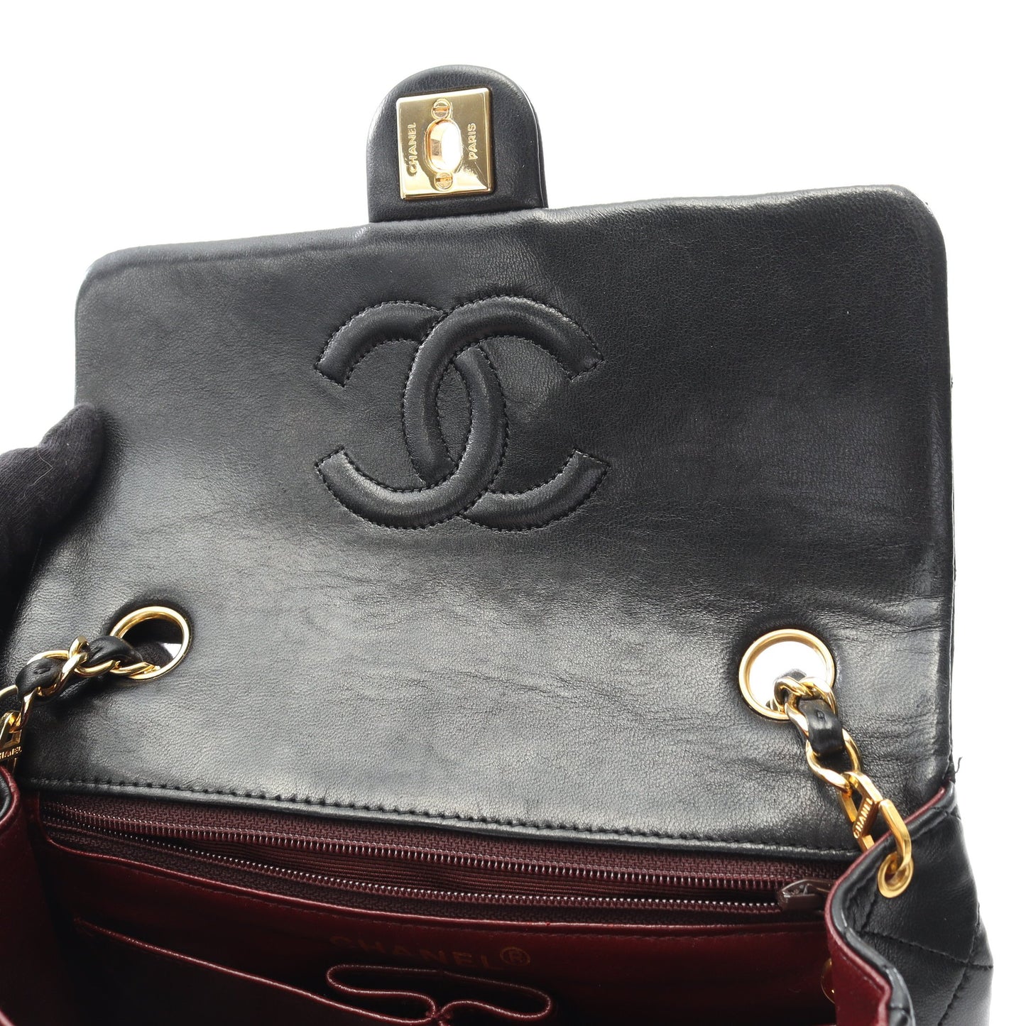 ミニマトラッセ20 チェーンショルダーバッグ ラムスキン ブラック ゴールド金具 ヴィンテージ シャネル バッグ CHANEL
