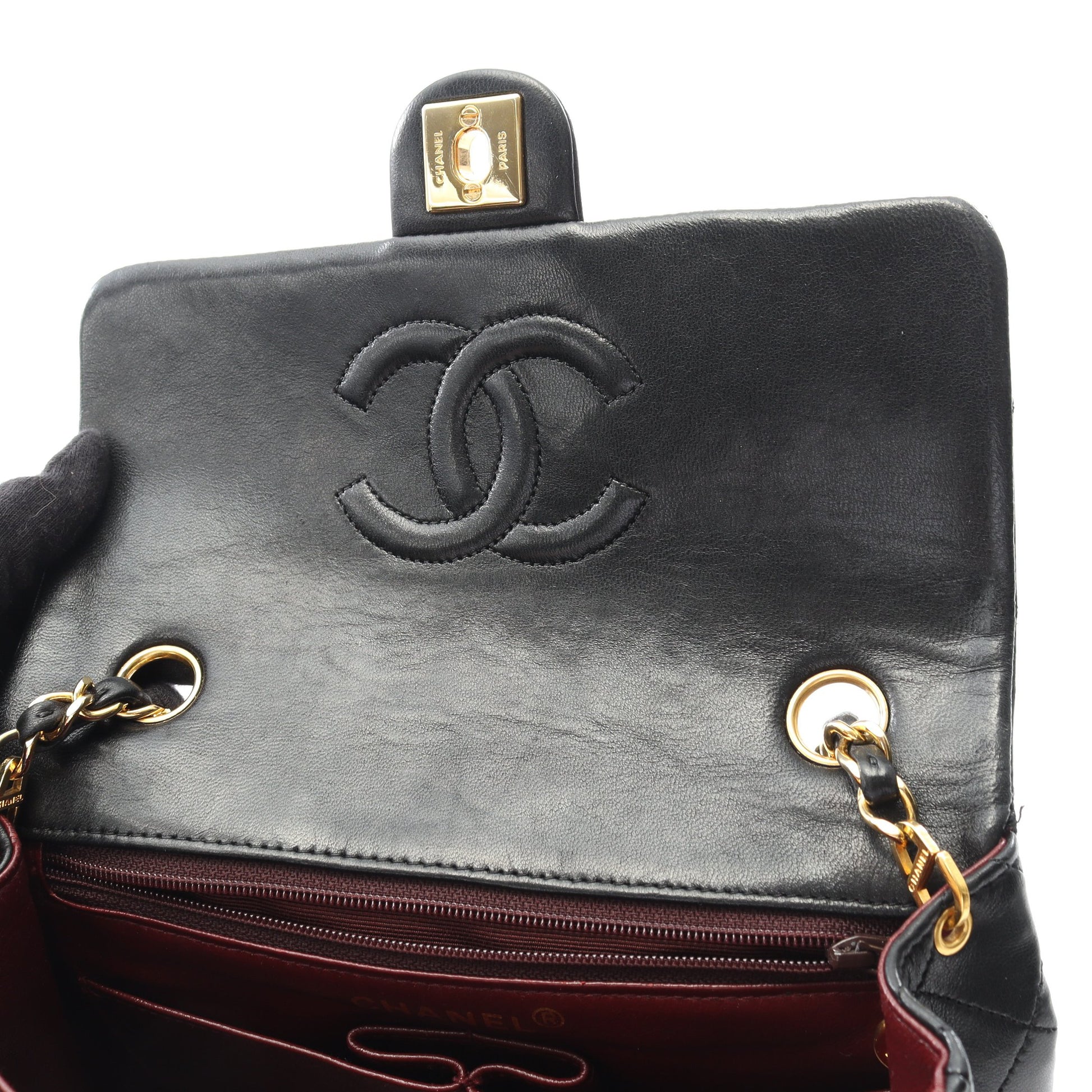 ミニマトラッセ20 チェーンショルダーバッグ ラムスキン ブラック ゴールド金具 ヴィンテージ シャネル バッグ CHANEL