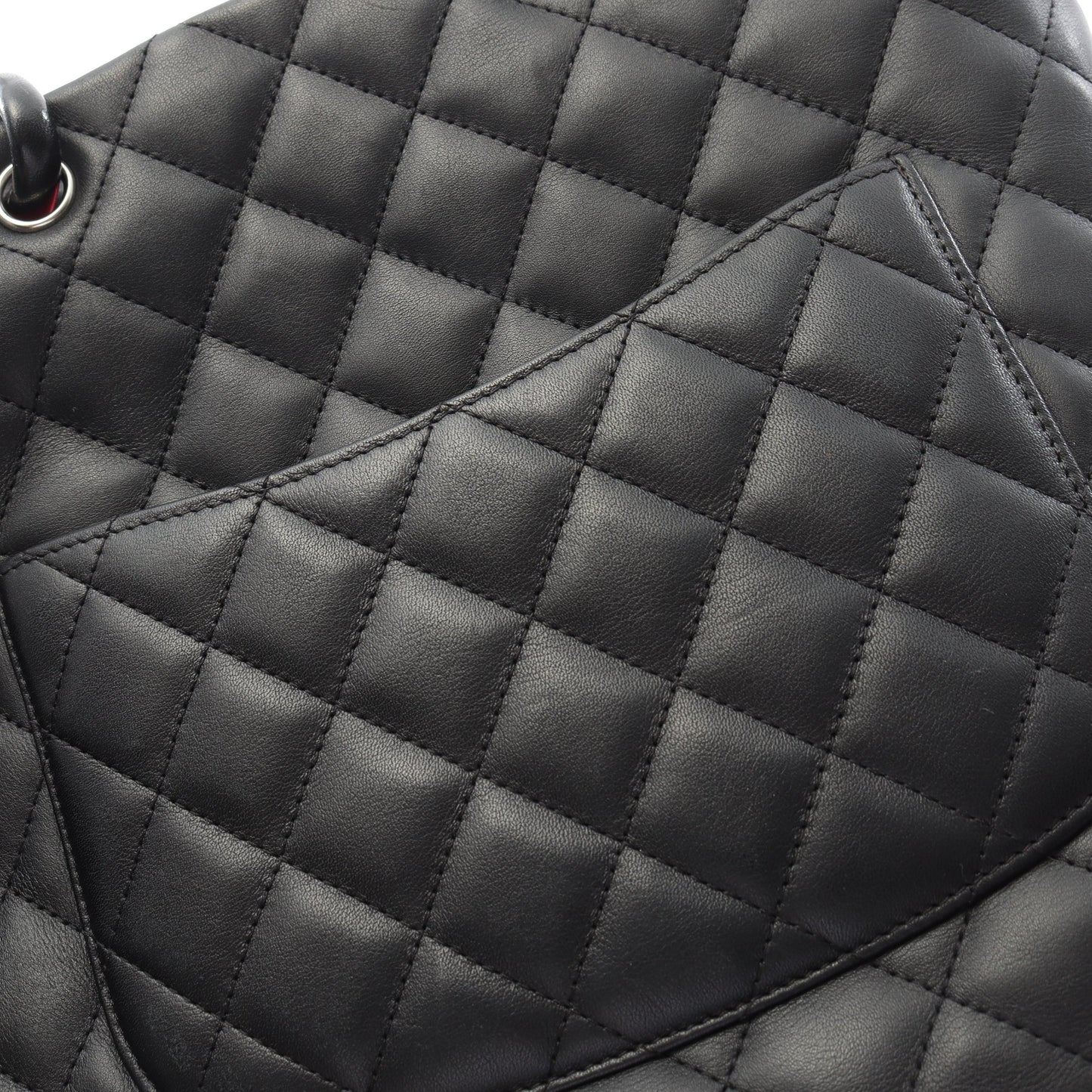 カンボンライン ミディアム ハンドバッグ トートバッグ レザー ブラック ホワイト シルバー金具 シャネル バッグ CHANEL