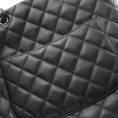 カンボンライン ミディアム ハンドバッグ トートバッグ レザー ブラック ホワイト シルバー金具 シャネル バッグ CHANEL