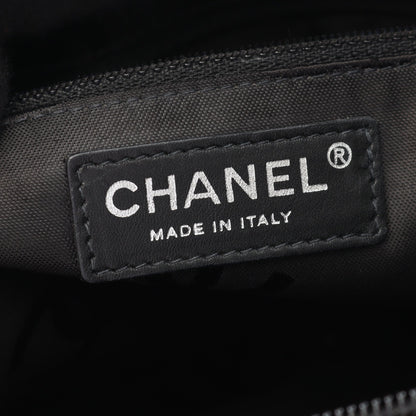 カンボンライン ラージ ショルダーバッグ トートバッグ ラムスキン ベージュ ブラック シルバー金具 シャネル バッグ CHANEL
