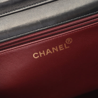 マトラッセ シングルフラップ チェーンショルダーバッグ ラムスキン ブラック ゴールド金具 プッシュロック シャネル バッグ CHANEL