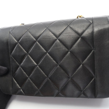 マトラッセ ダイアナフラップ チェーンショルダーバッグ ラムスキン ブラック ゴールド金具 シャネル バッグ CHANEL