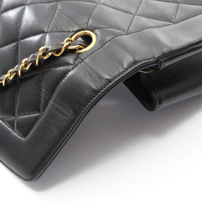 マトラッセ ダイアナフラップ チェーンショルダーバッグ ラムスキン ブラック ゴールド金具 シャネル バッグ CHANEL