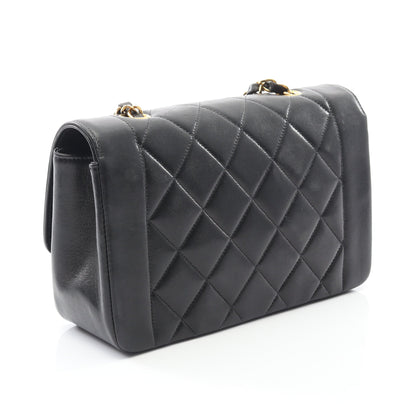 マトラッセ ダイアナフラップ チェーンショルダーバッグ ラムスキン ブラック ゴールド金具 シャネル バッグ CHANEL