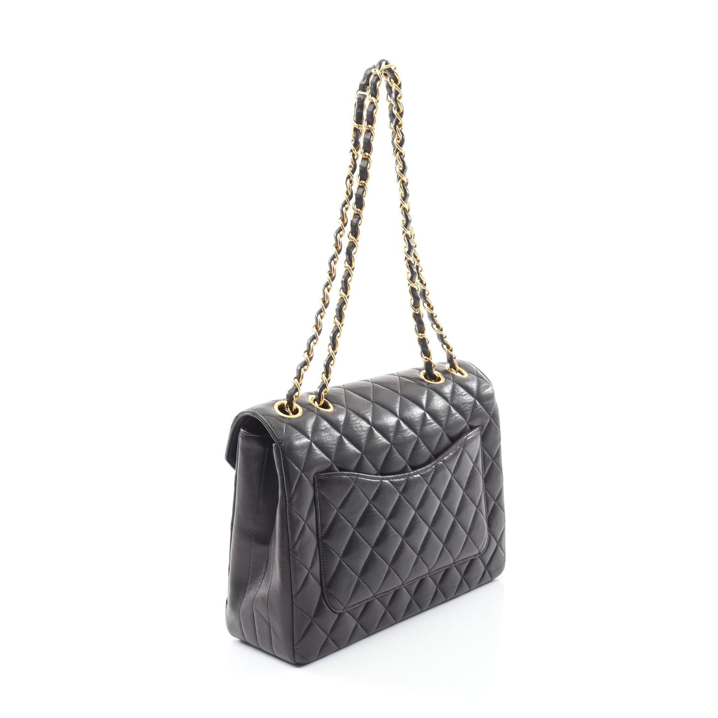 マトラッセ パリ限定 Wチェーンショルダーバッグ ラムスキン ブラック コンビ金具 ヴィンテージ シャネル バッグ CHANEL