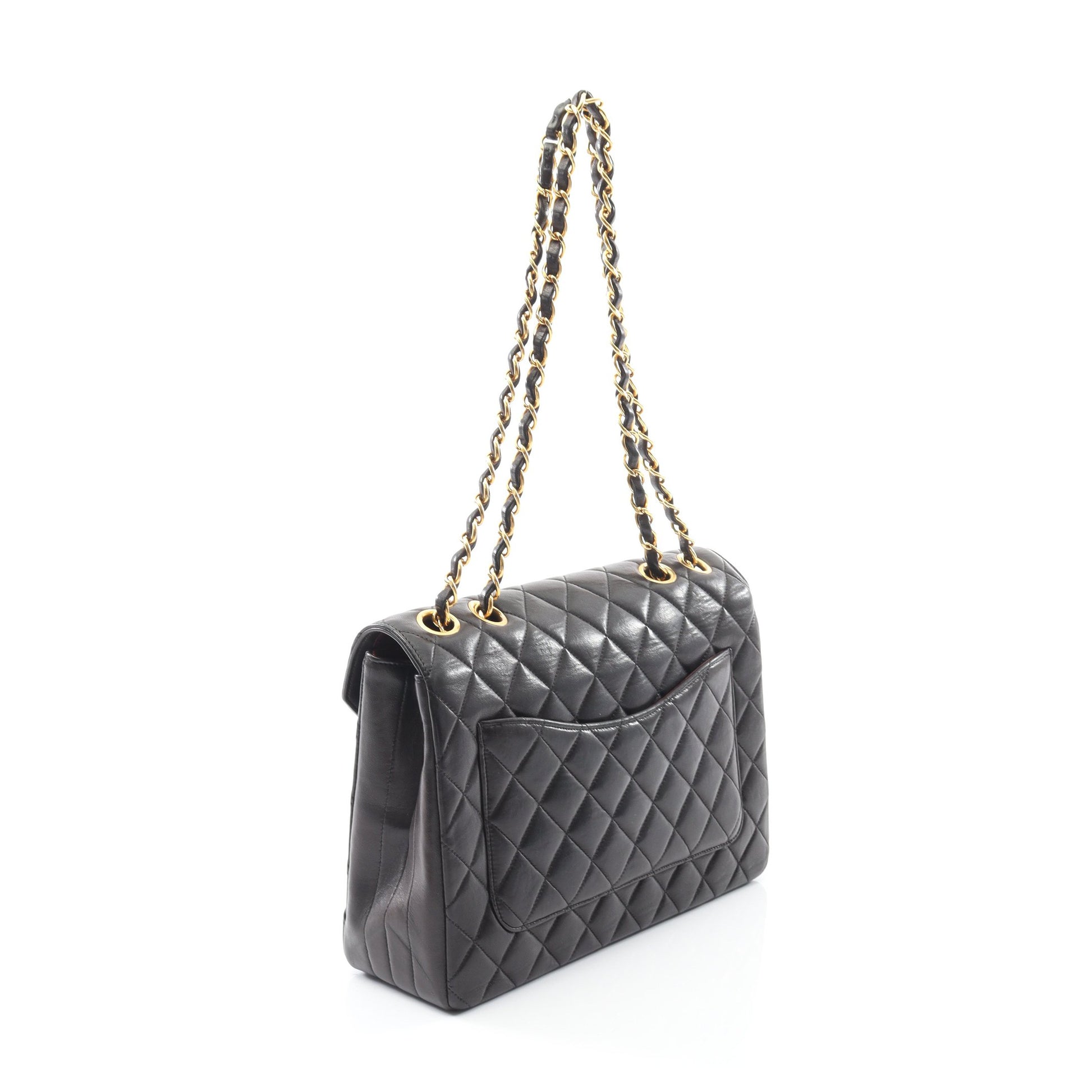 マトラッセ パリ限定 Wチェーンショルダーバッグ ラムスキン ブラック コンビ金具 ヴィンテージ シャネル バッグ CHANEL
