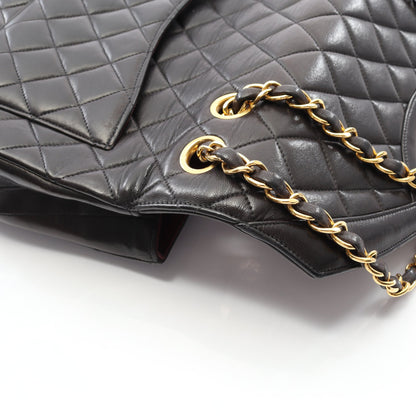 マトラッセ パリ限定 Wチェーンショルダーバッグ ラムスキン ブラック コンビ金具 ヴィンテージ シャネル バッグ CHANEL