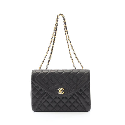 マトラッセ パリ限定 Wチェーンショルダーバッグ ラムスキン ブラック コンビ金具 ヴィンテージ シャネル バッグ CHANEL