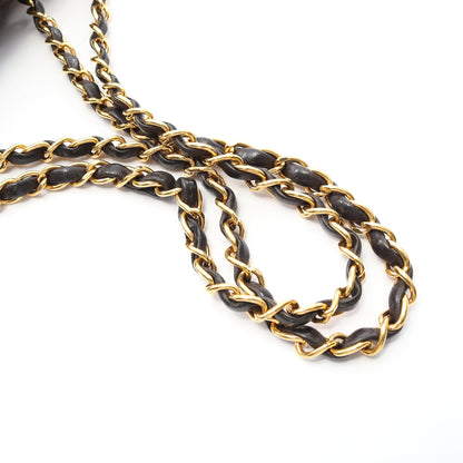 マトラッセ パリ限定 Wチェーンショルダーバッグ ラムスキン ブラック コンビ金具 ヴィンテージ シャネル バッグ CHANEL
