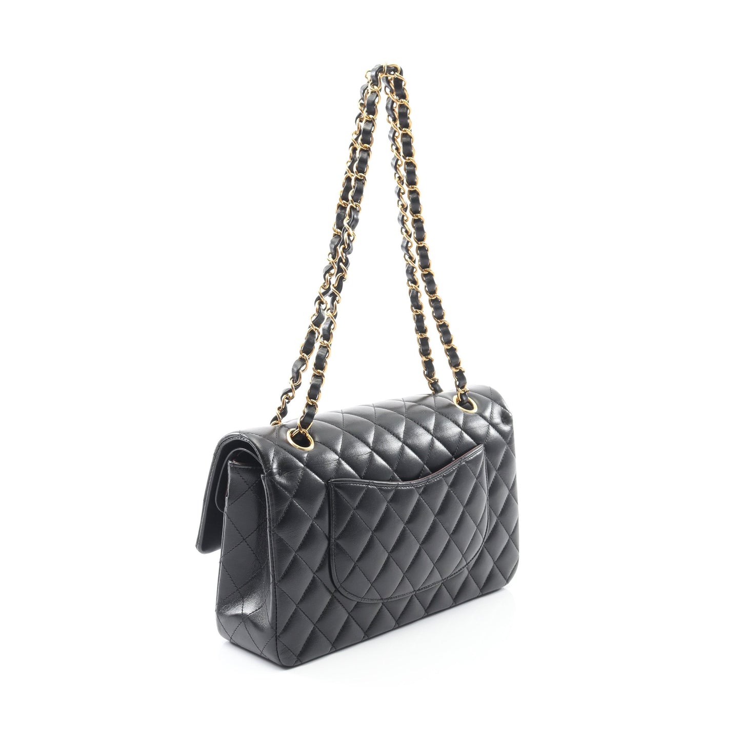 マトラッセ Wフラップ Wチェーンショルダーバッグ ラムスキン ブラック ゴールド金具 シャネル バッグ CHANEL