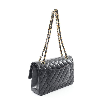 マトラッセ Wフラップ Wチェーンショルダーバッグ ラムスキン ブラック ゴールド金具 シャネル バッグ CHANEL