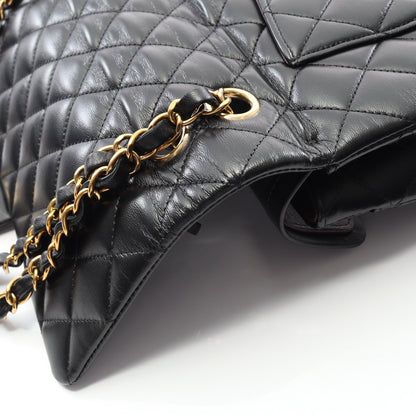 マトラッセ Wフラップ Wチェーンショルダーバッグ ラムスキン ブラック ゴールド金具 シャネル バッグ CHANEL