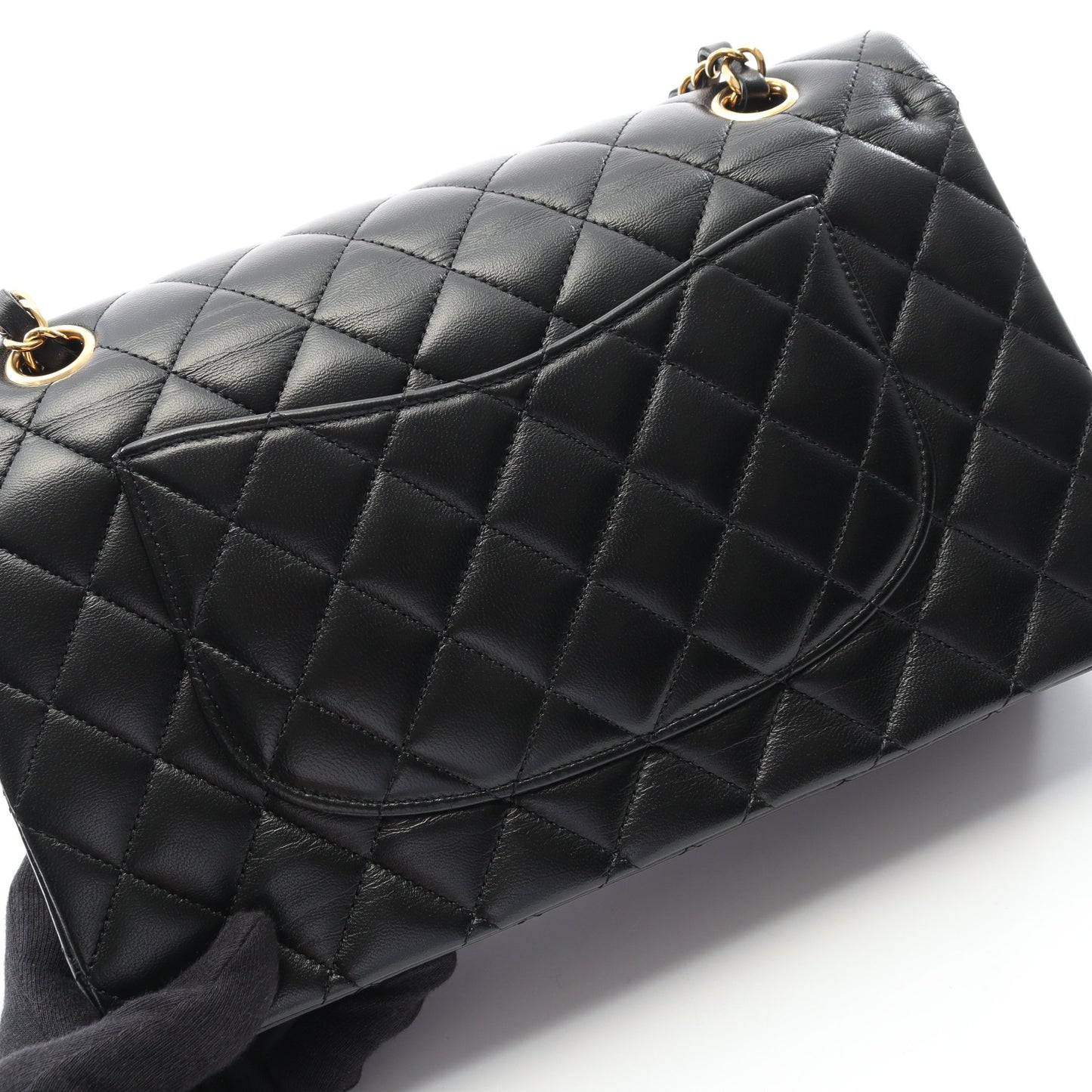 マトラッセ Wフラップ Wチェーンショルダーバッグ ラムスキン ブラック ゴールド金具 シャネル バッグ CHANEL