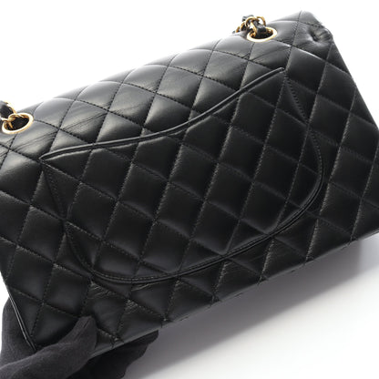 マトラッセ Wフラップ Wチェーンショルダーバッグ ラムスキン ブラック ゴールド金具 シャネル バッグ CHANEL