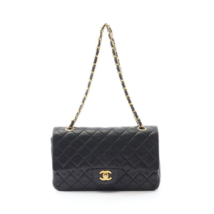 マトラッセ Wフラップ Wチェーンショルダーバッグ ラムスキン ブラック ゴールド金具 ヴィンテージ シャネル バッグ CHANEL