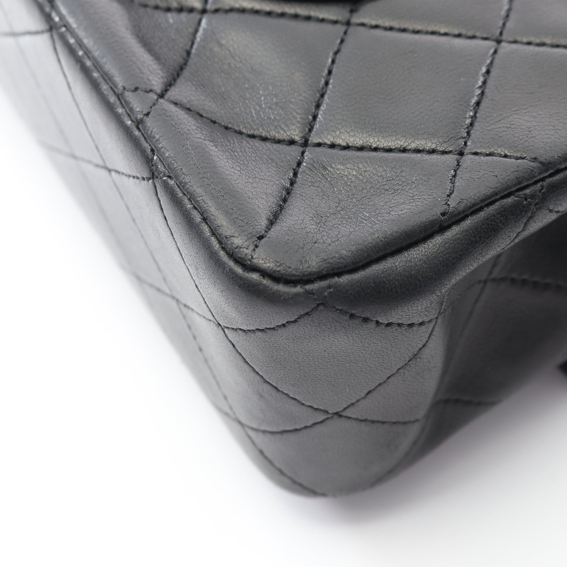 マトラッセ Wフラップ Wチェーンショルダーバッグ ラムスキン ブラック ゴールド金具 ヴィンテージ シャネル バッグ CHANEL