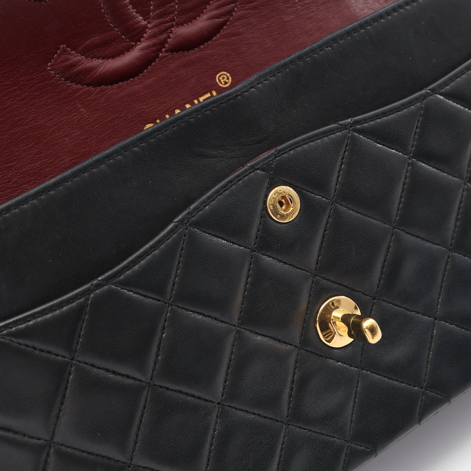 マトラッセ Wフラップ Wチェーンショルダーバッグ ラムスキン ブラック ゴールド金具 ヴィンテージ シャネル バッグ CHANEL
