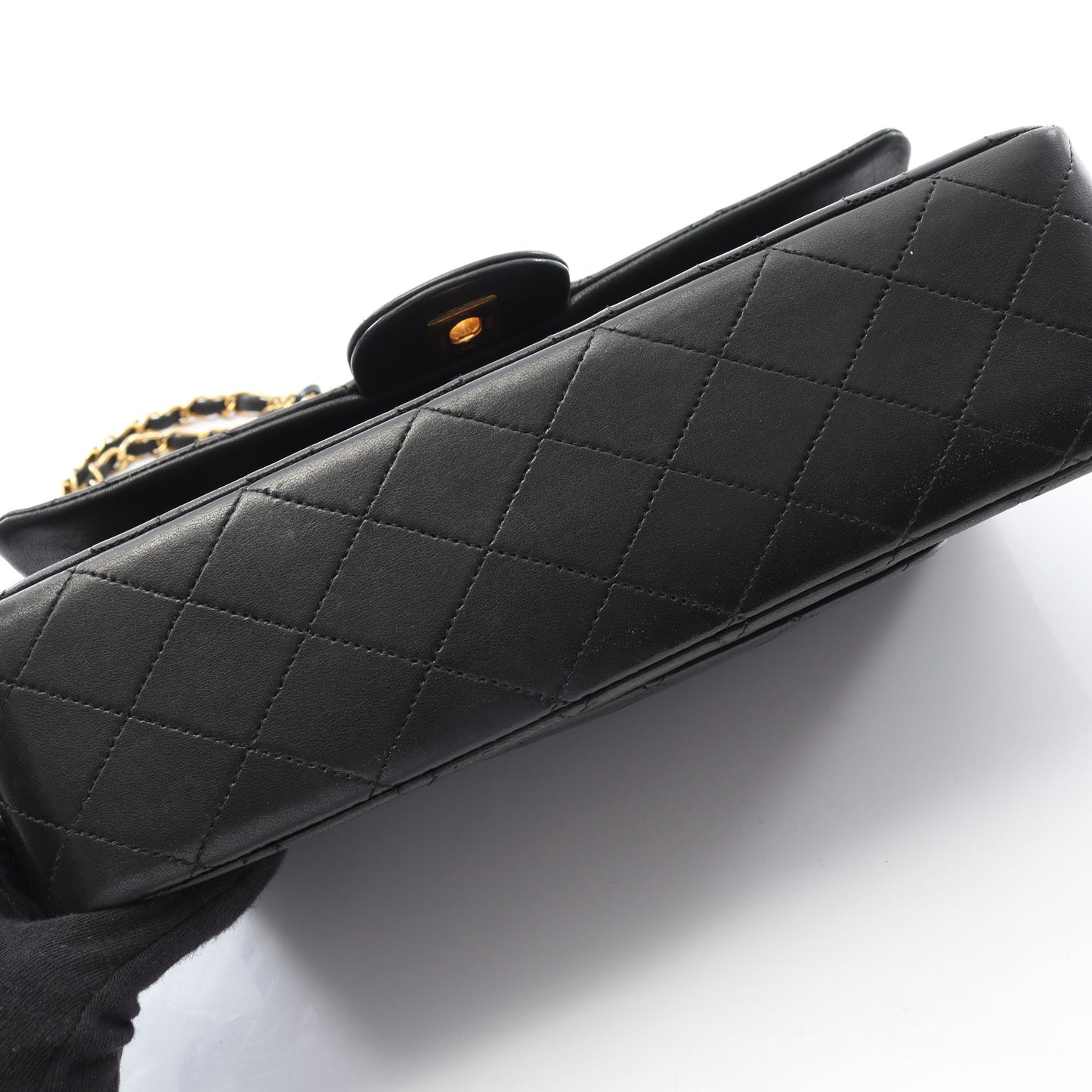 マトラッセ Wフラップ Wチェーンショルダーバッグ ラムスキン ブラック ゴールド金具 ヴィンテージ シャネル バッグ CHANEL