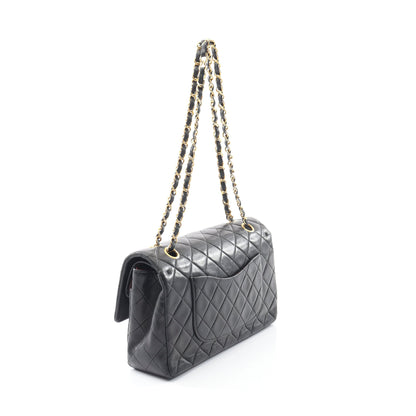 マトラッセ Wフラップ Wチェーンショルダーバッグ ラムスキン ブラック ゴールド金具 ヴィンテージ シャネル バッグ CHANEL