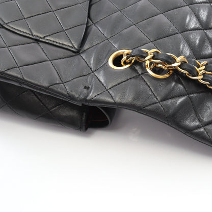 マトラッセ Wフラップ Wチェーンショルダーバッグ ラムスキン ブラック ゴールド金具 ヴィンテージ シャネル バッグ CHANEL