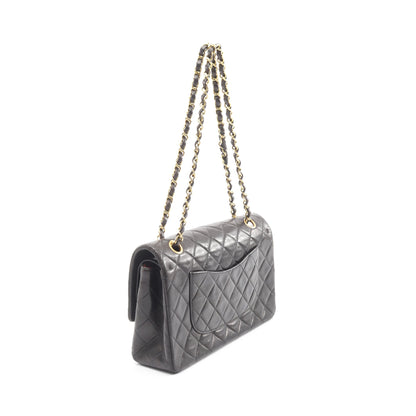 マトラッセ Wフラップ Wチェーンショルダーバッグ ラムスキン ブラック ゴールド金具 シャネル バッグ CHANEL
