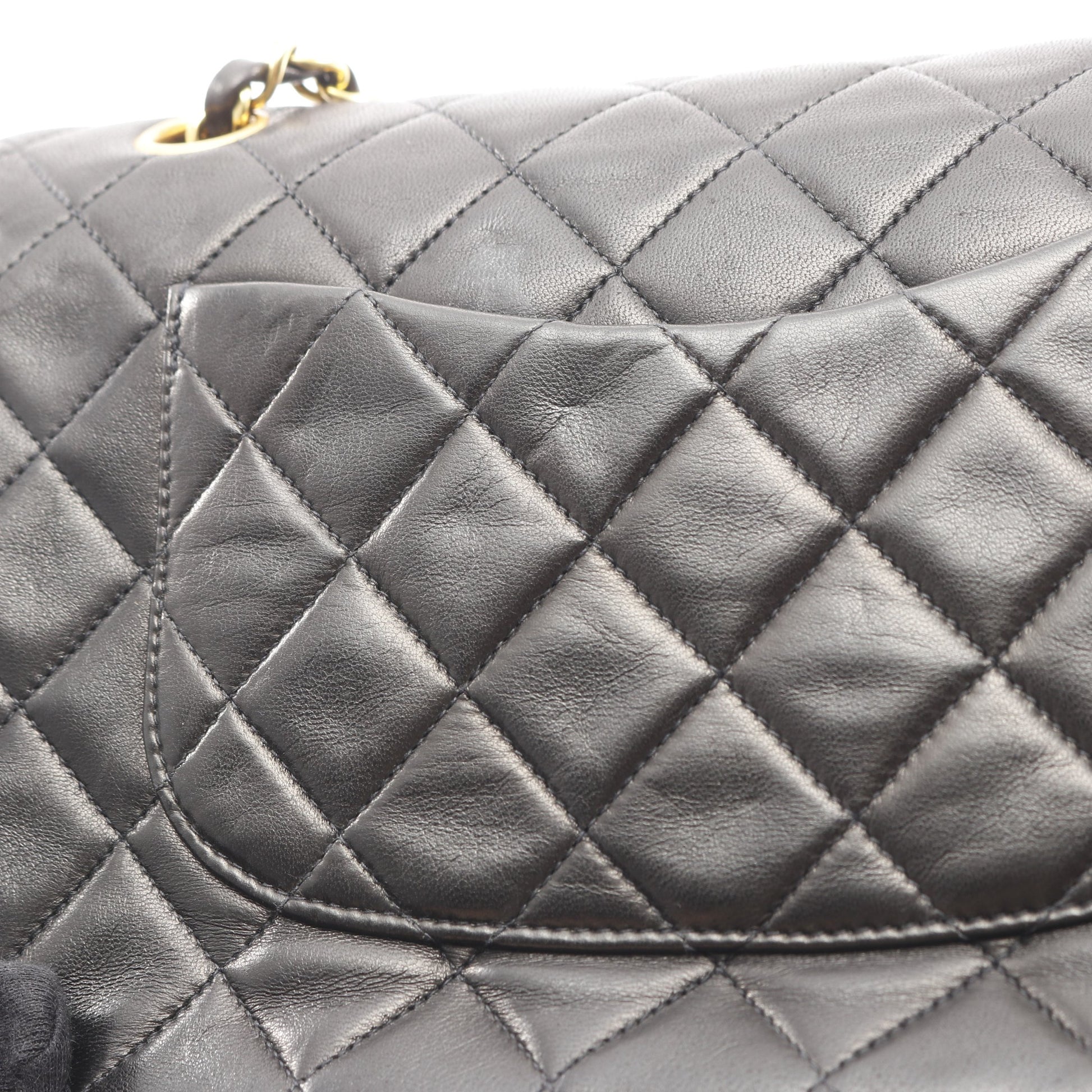 マトラッセ Wフラップ Wチェーンショルダーバッグ ラムスキン ブラック ゴールド金具 シャネル バッグ CHANEL