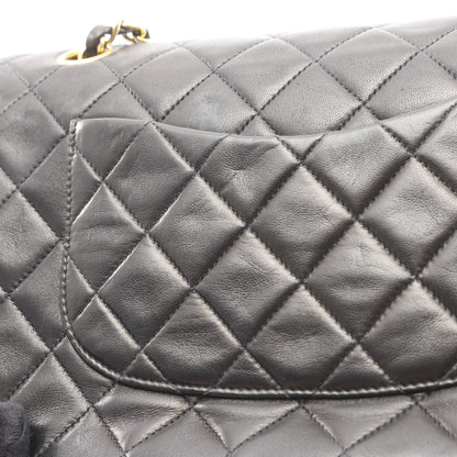 マトラッセ Wフラップ Wチェーンショルダーバッグ ラムスキン ブラック ゴールド金具 シャネル バッグ CHANEL