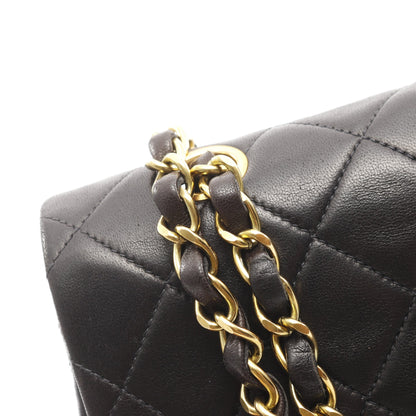 マトラッセ Wフラップ Wチェーンショルダーバッグ ラムスキン ブラック ゴールド金具 シャネル バッグ CHANEL