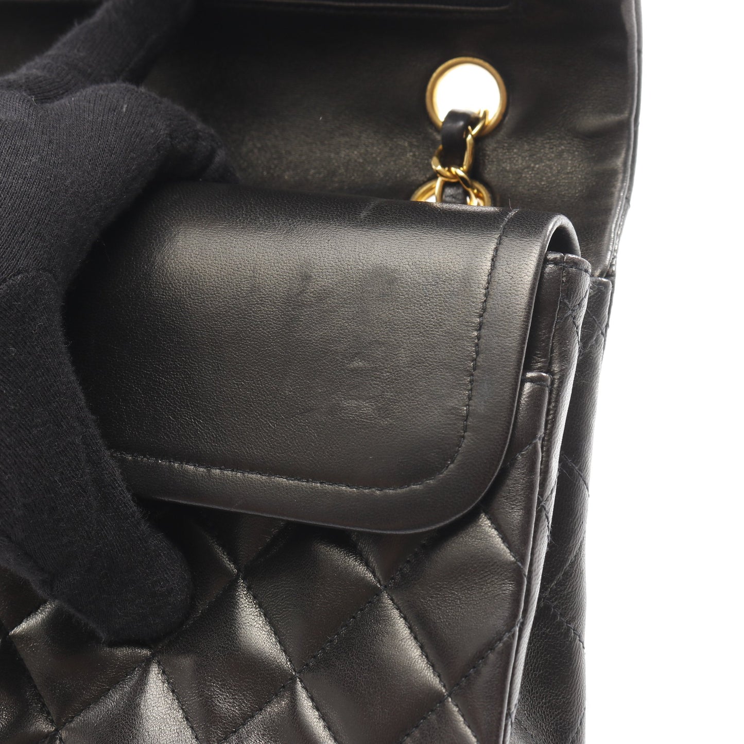 マトラッセ Wフラップ Wチェーンショルダーバッグ ラムスキン ブラック ゴールド金具 シャネル バッグ CHANEL