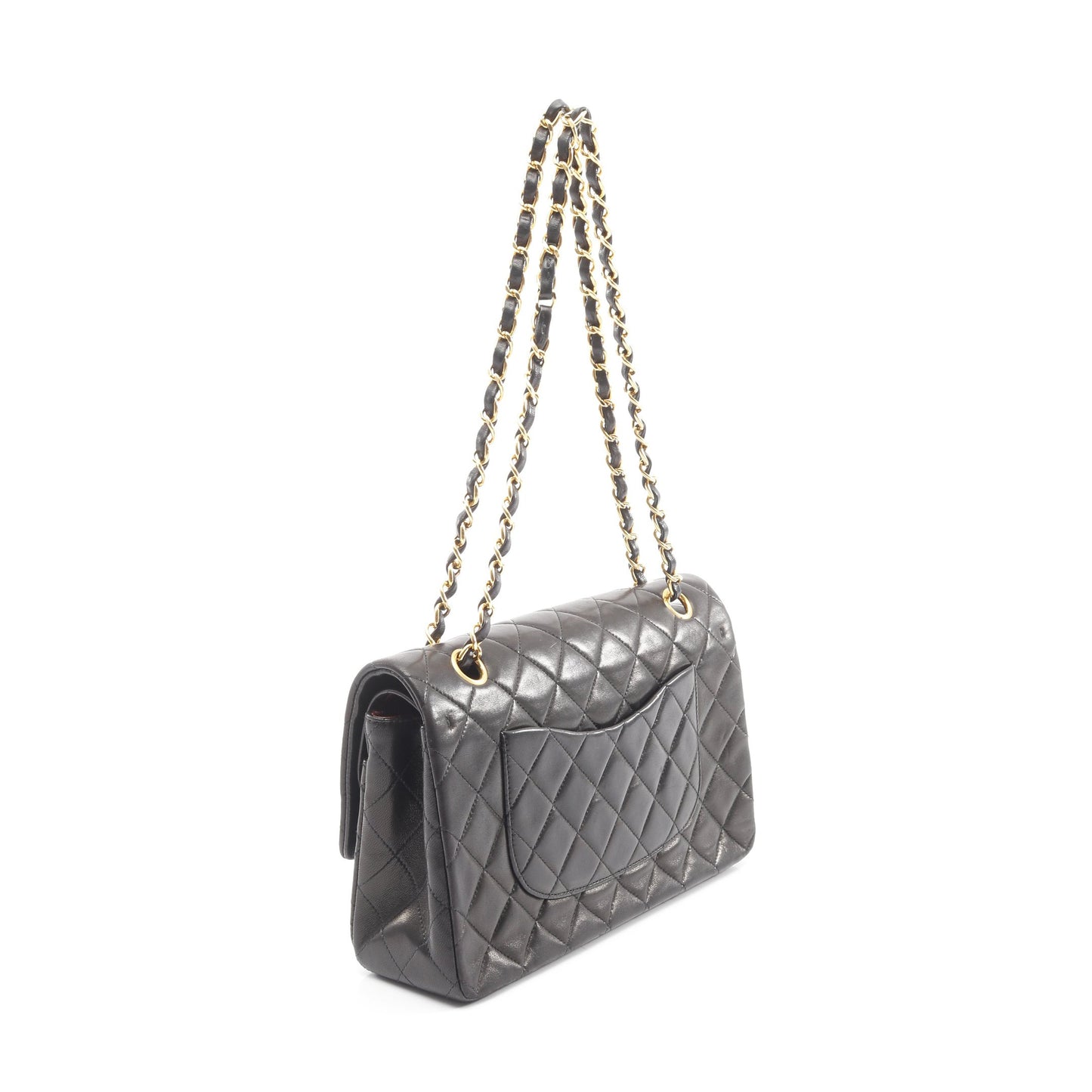 マトラッセ Wフラップ Wチェーンショルダーバッグ ラムスキン ブラック ゴールド金具 シャネル バッグ CHANEL