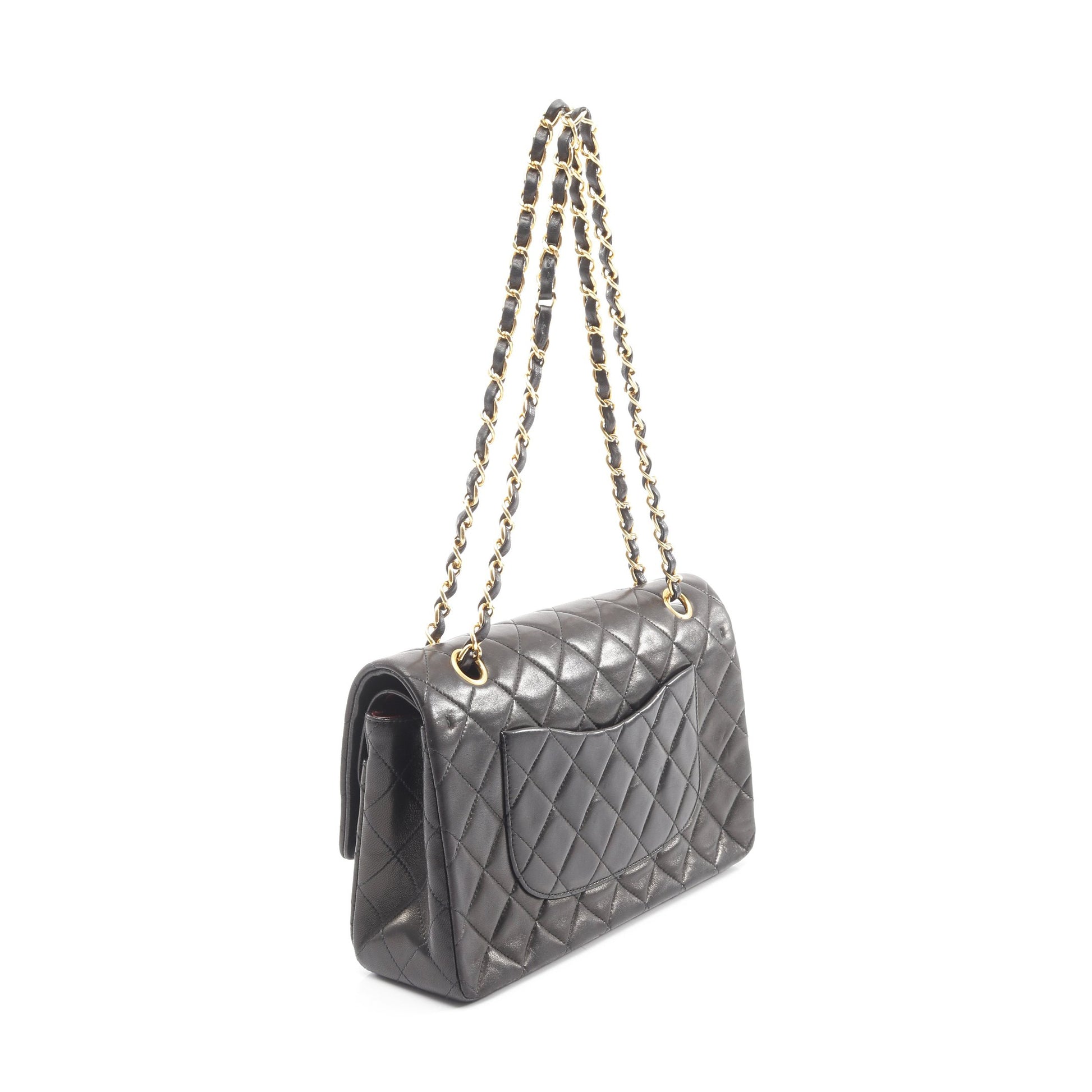 マトラッセ Wフラップ Wチェーンショルダーバッグ ラムスキン ブラック ゴールド金具 シャネル バッグ CHANEL