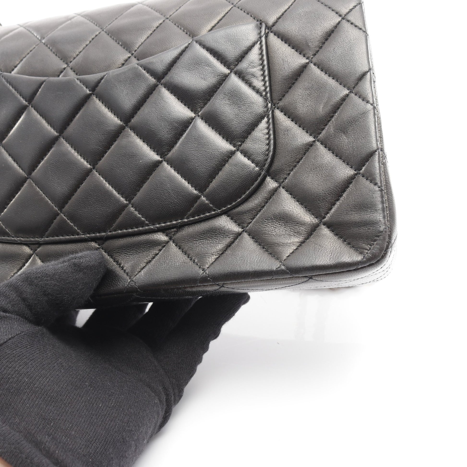 マトラッセ Wフラップ Wチェーンショルダーバッグ ラムスキン ブラック ゴールド金具 シャネル バッグ CHANEL