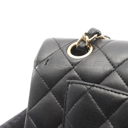 マトラッセ Wフラップ Wチェーンショルダーバッグ ラムスキン ブラック ゴールド金具 シャネル バッグ CHANEL