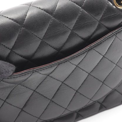 マトラッセ Wフラップ Wチェーンショルダーバッグ ラムスキン ブラック ゴールド金具 シャネル バッグ CHANEL