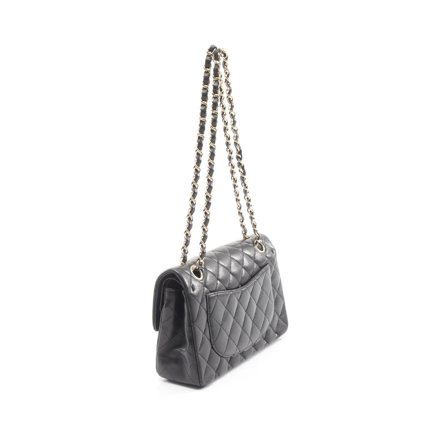 マトラッセ Wフラップ Wチェーンショルダーバッグ ラムスキン ブラック ゴールド金具 シャネル バッグ CHANEL