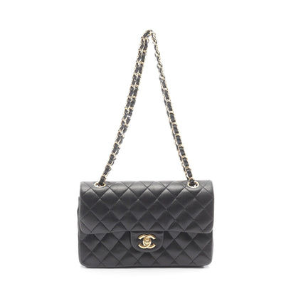 マトラッセ Wフラップ Wチェーンショルダーバッグ ラムスキン ブラック ゴールド金具 シャネル バッグ CHANEL
