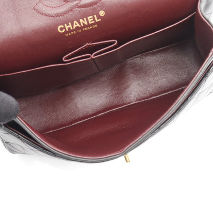 マトラッセ Wフラップ Wチェーンショルダーバッグ ラムスキン ブラック ゴールド金具 シャネル バッグ CHANEL