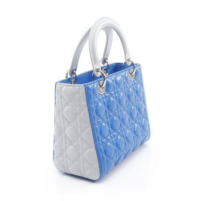 LADY DIOR レディディオール ハンドバッグ レザー ブルー ライトグレー 2WAY バイカラー クリスチャンディオール バッグ Christian Dior