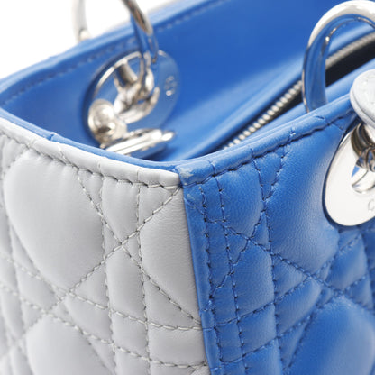 LADY DIOR レディディオール ハンドバッグ レザー ブルー ライトグレー 2WAY バイカラー クリスチャンディオール バッグ Christian Dior