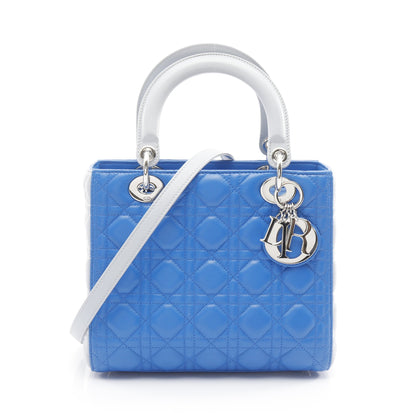 LADY DIOR レディディオール ハンドバッグ レザー ブルー ライトグレー 2WAY バイカラー クリスチャンディオール バッグ Christian Dior