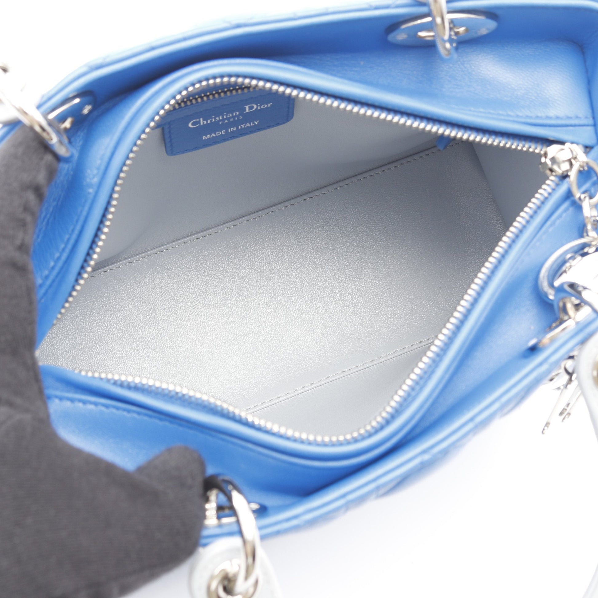 LADY DIOR レディディオール ハンドバッグ レザー ブルー ライトグレー 2WAY バイカラー クリスチャンディオール バッグ Christian Dior