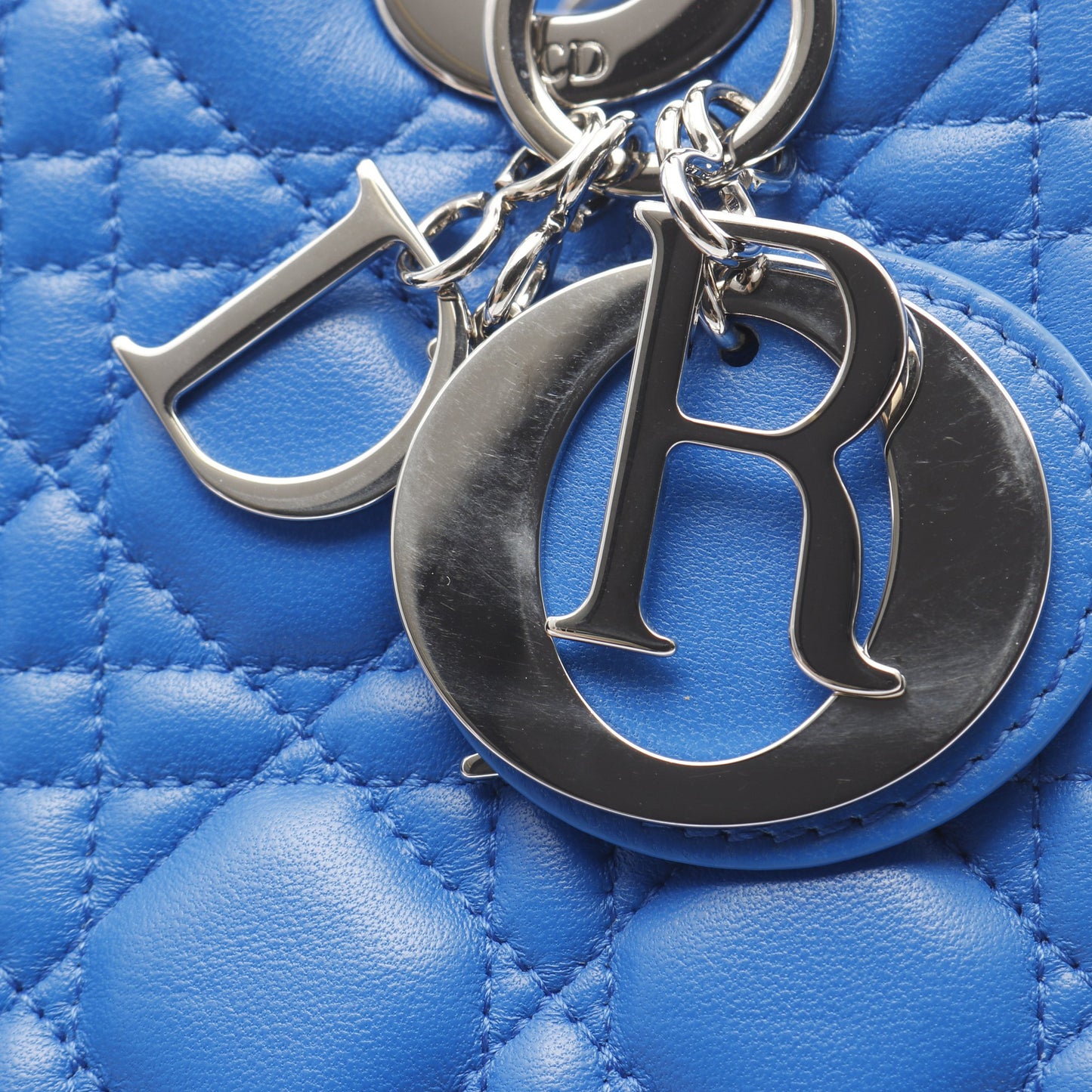 LADY DIOR レディディオール ハンドバッグ レザー ブルー ライトグレー 2WAY バイカラー クリスチャンディオール バッグ Christian Dior