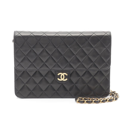 マトラッセ チェーンショルダーバッグ ラムスキン ブラック ゴールド金具 シャネル バッグ CHANEL