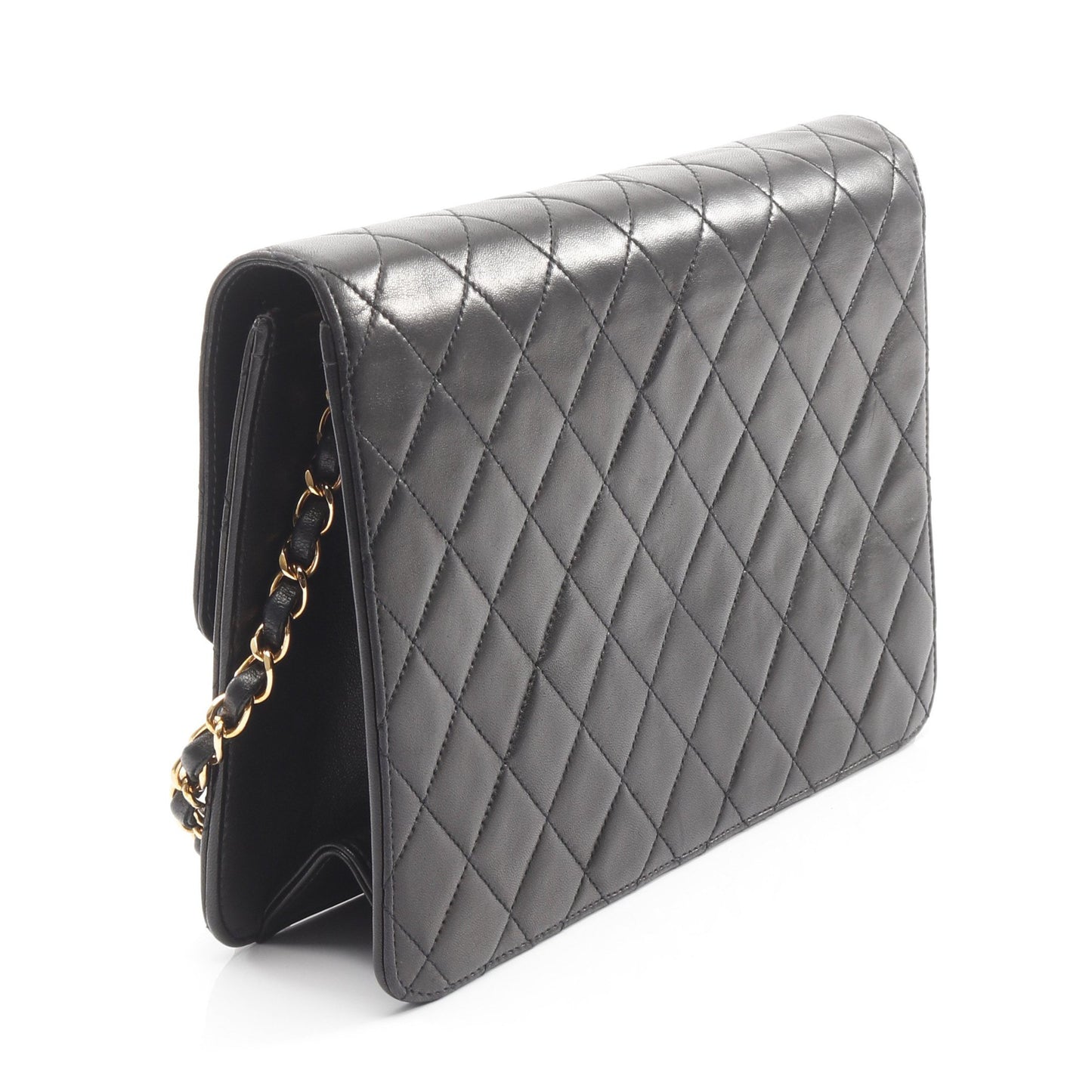 マトラッセ チェーンショルダーバッグ ラムスキン ブラック ゴールド金具 シャネル バッグ CHANEL