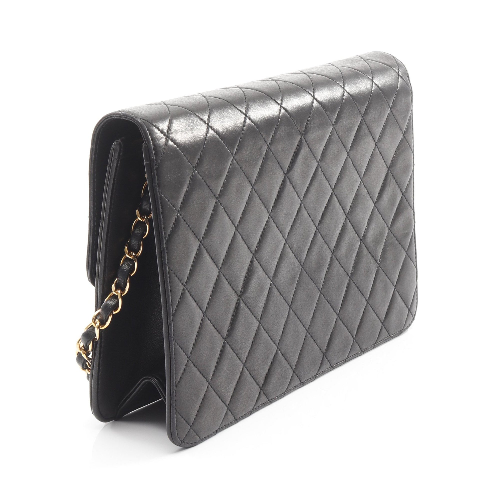 マトラッセ チェーンショルダーバッグ ラムスキン ブラック ゴールド金具 シャネル バッグ CHANEL