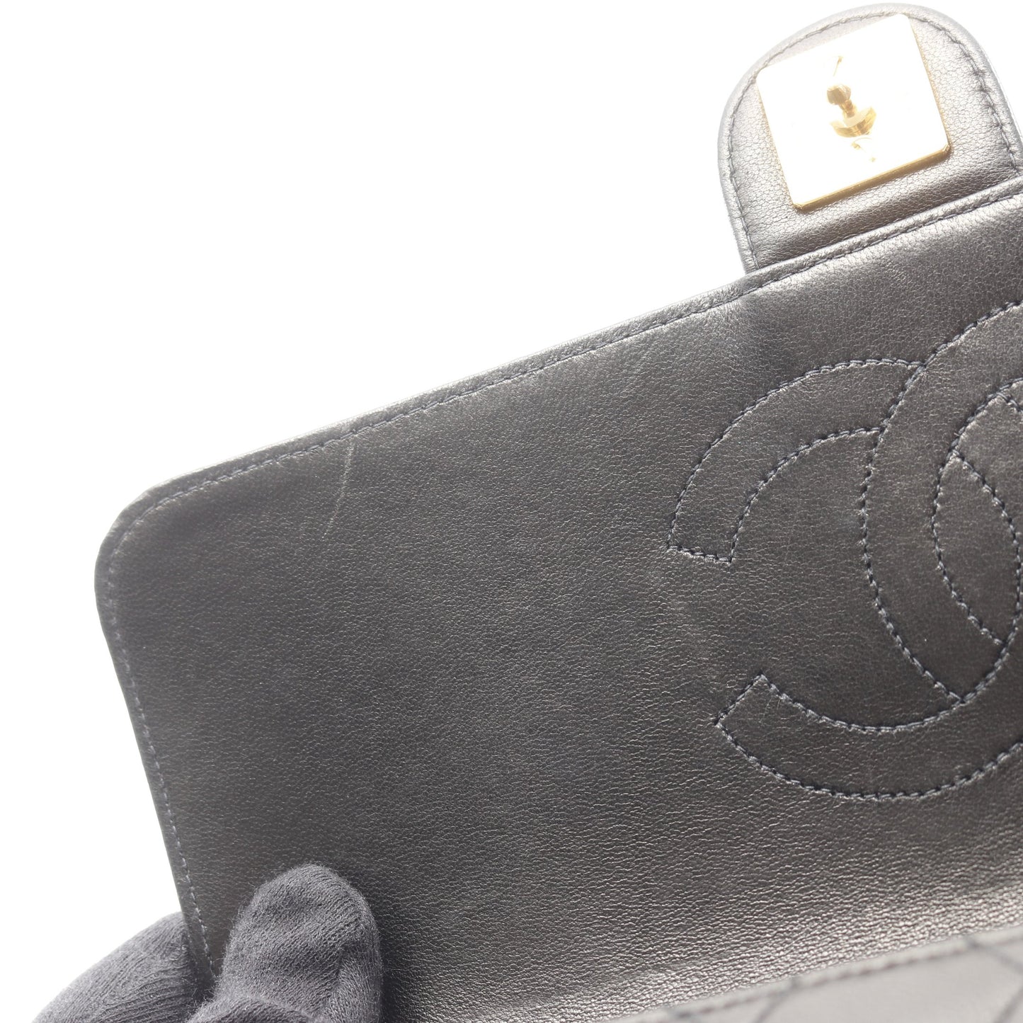 マトラッセ チェーンショルダーバッグ ラムスキン ブラック ゴールド金具 シャネル バッグ CHANEL